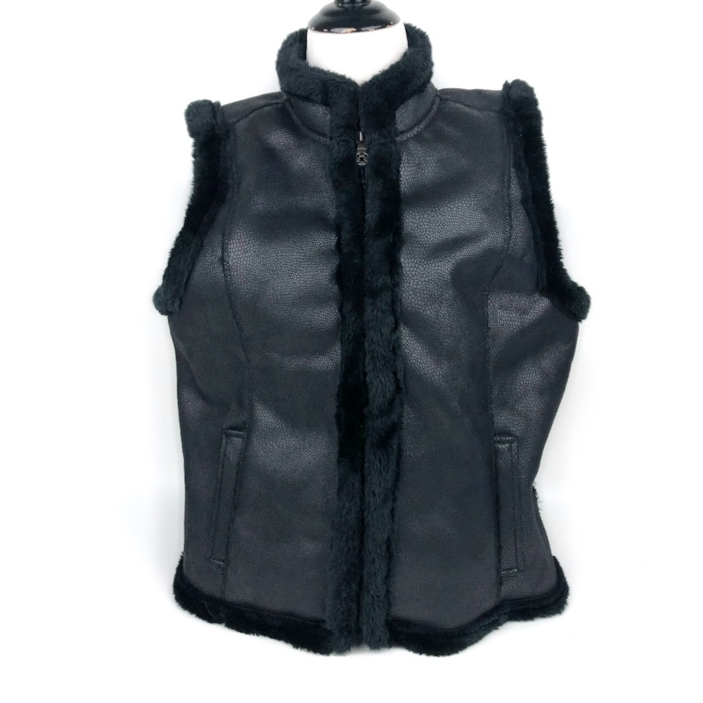 Jaclyn Smith Black Faux Fur Shearling Vest Women’s